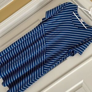 Chico's Navy and White Asymmetrical striped Dress 18W-20W Chico’s size 4